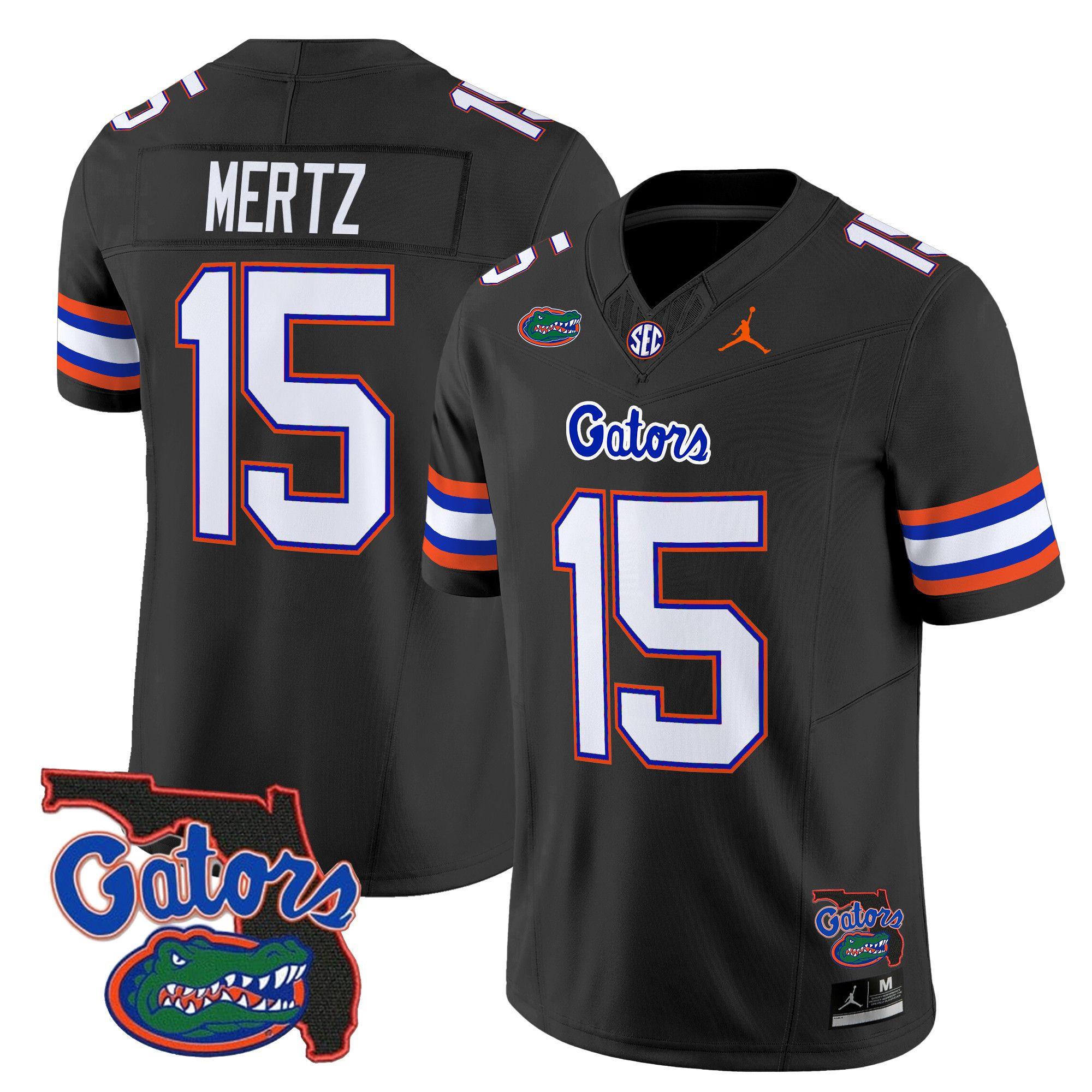 Men Florida Gators #15 Mertz Black 2024 Florida Patch Vapor Limited NCAA Jersey style 1->ncaa teams->NCAA Jersey
